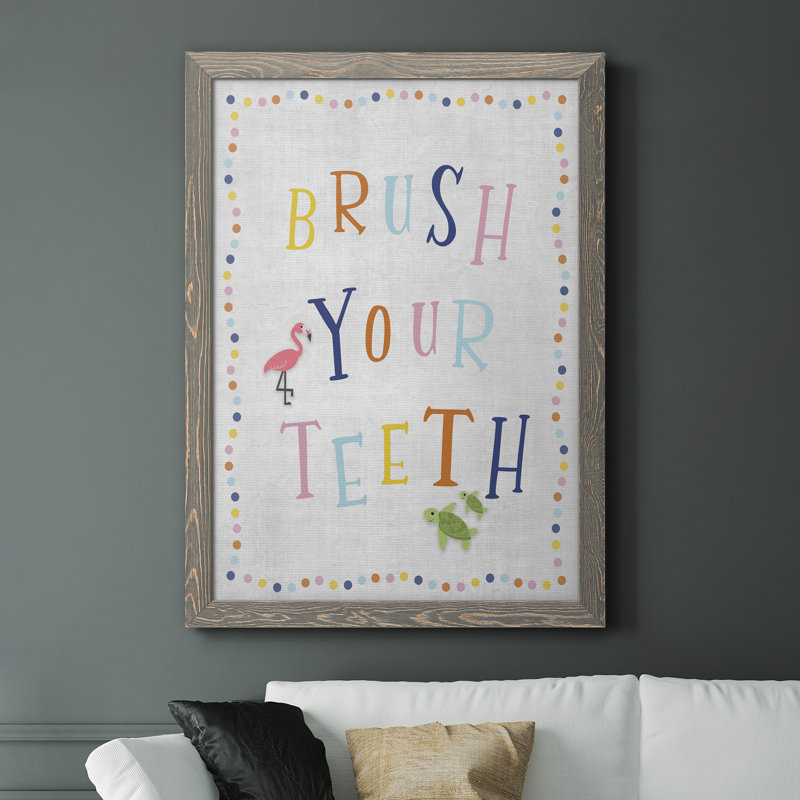 Brossez vos dents - Cadre photo sur toile, H 44 po x l 31 po x P 1 po, Encadré gris