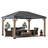 Sunjoy 11 x 13 ft. Hardtop Gazebo Outdoor Black Steel Frame Gazebo with Skylight for Patio, Garden and Backyard Activities