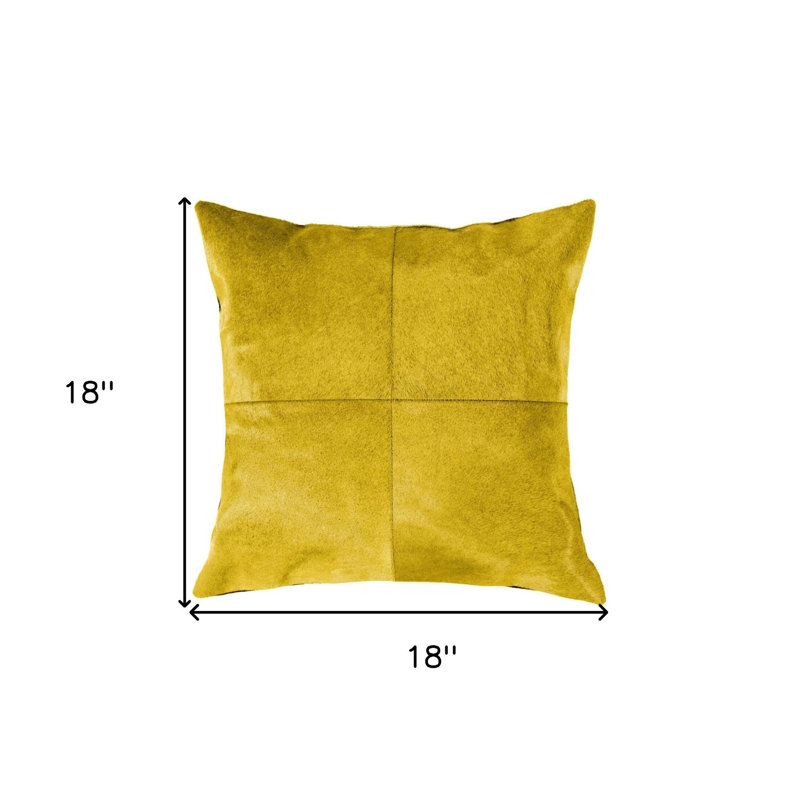 Coussin 18 "en peau de vache jaune