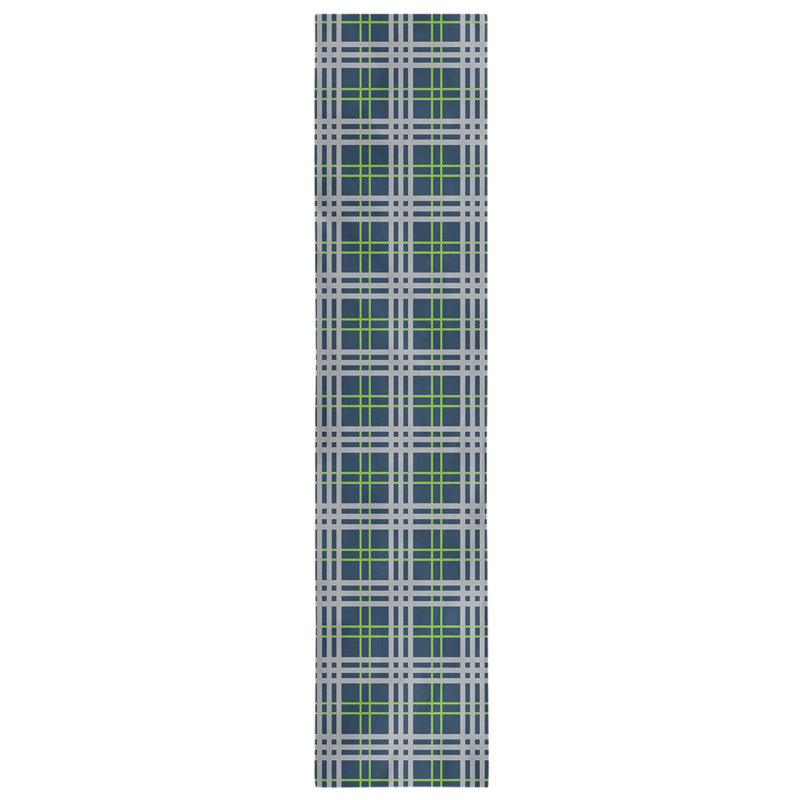 Paid Polyester Table Runner, 90" L x 16" W, College Navy/Action Green/Wolf Gray