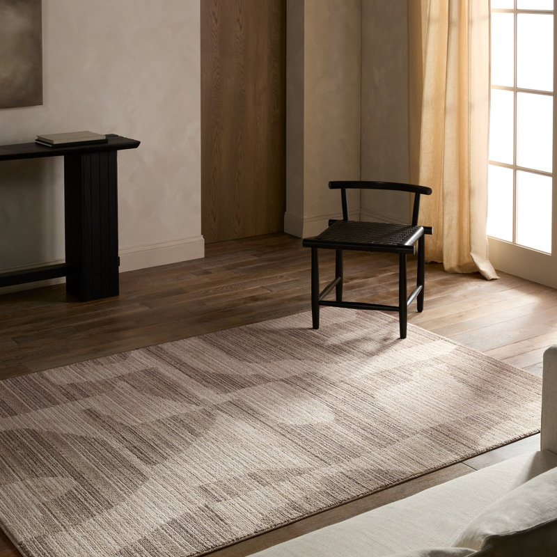 Vibe by Union Rustic Loehrke Powerloomed Abstract Tan/Taupe Area Rug, Rectangle 5' x 8'