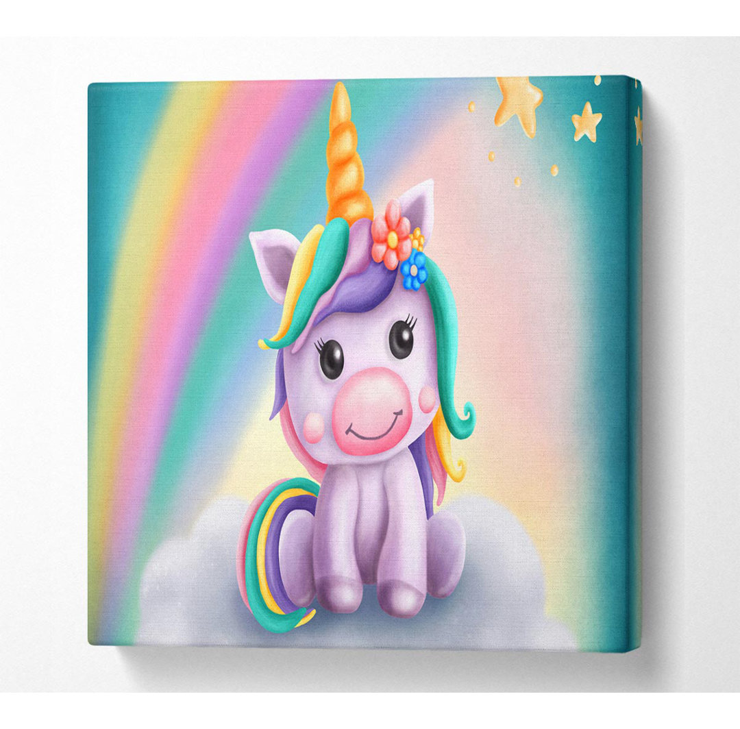 Einhorn Regenbogen Happy - Kunstdrucke auf Leinwand - Wrapped Canvas