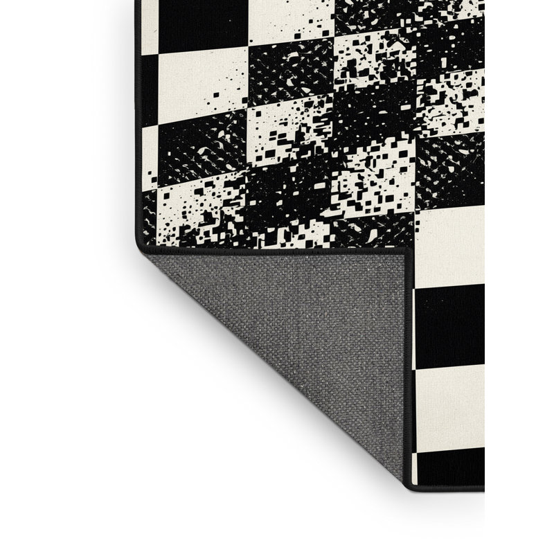 Tapis bleu moelleux moelleux Adlai, 7 x 10