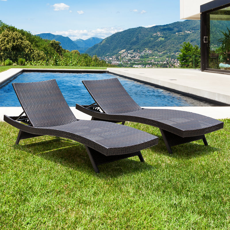 Katalina Pool Lounge Chair, Outdoor Chaise Lounge for Patio & Pool, Black