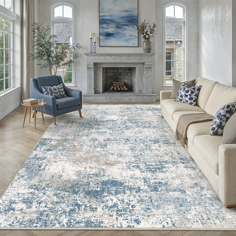 Tapis moderne lavable à la machine avec envers antidérapant Wendy, Rectangle 9 pi x 12 pi