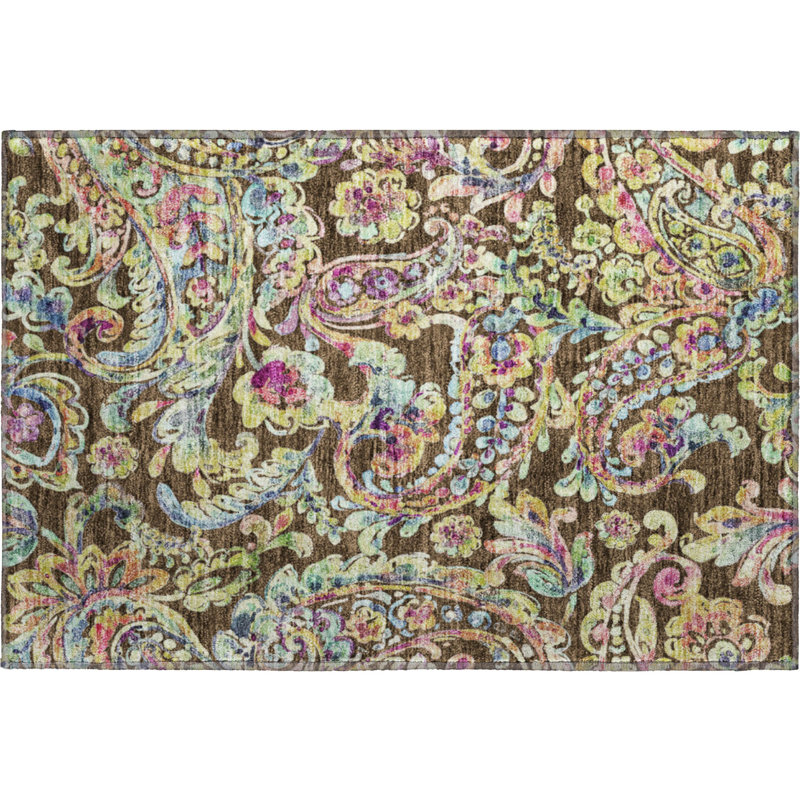 Tapis chocolat Prisco lavable à la machine de qualité supérieure, Rectangle 1 pi 8 po x 2 pi 6 po