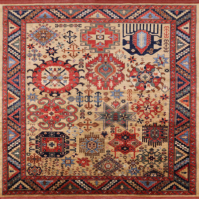 Tapis oriental rouge / ivoire / bleu