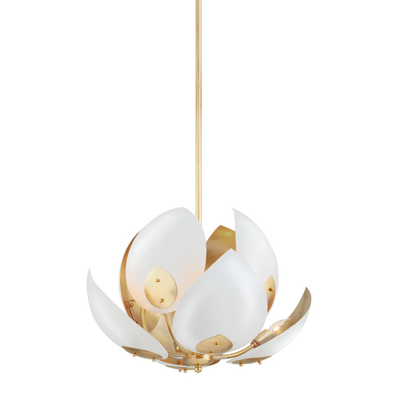 Lotus 8 - Light Shaded Chandelier Globe Chandelier, White