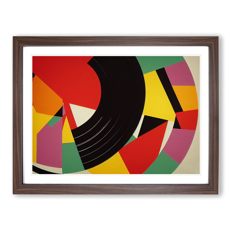 Abstract Vinyl Record Vol.2 - Framed Print, 46cm H x 64cm W x 2cm D, Walnut