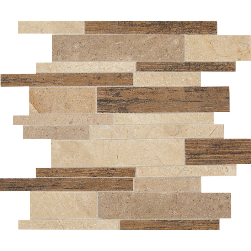 Carreau de mosaïque linéaire aléatoire à finition mixte Itona Tile (ensemble de 10)