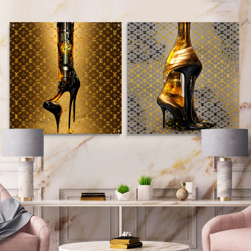 Luxury Brand Bionic Heel II - Ensemble de 2 art mural en verre acrylique, H 16 po x l 33 po