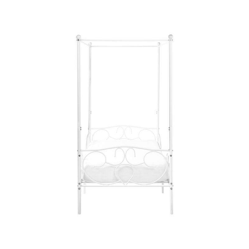 Four Poster Bed Metal SORMERY 90 x 200 cm (EU Single), White