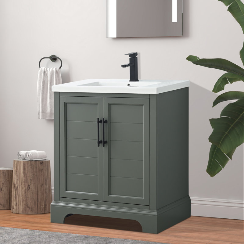 Ensemble de meuble-lavabo simple 30 po , Vert rétro