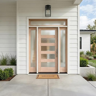 80'' Glass Wood Front Entry Doors