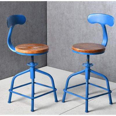 Ensemble de 2 tabourets de bar réglables de 31 à 37 po avec tabourets de bar en métal de style industriel antique avec design intérieur (jaune antique)