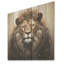 Lion couronné en majestueux portrait II - animal lion sur bois-1398945138