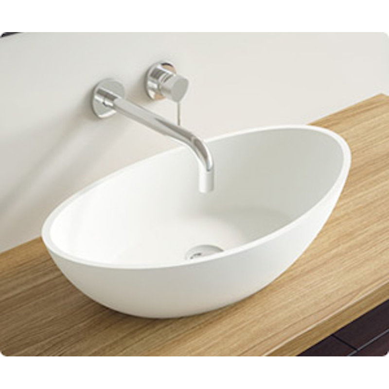 Lavabo de salle de bain ovale en résine Badeloft WB-03-M blanc mat, Blanc mat