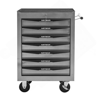 7-Drawer Rolling Metal Tool Chest With Ball Bearing Slides, Lockable Steel Storage Cabinet On Swivel Casters For Workshop Organization.