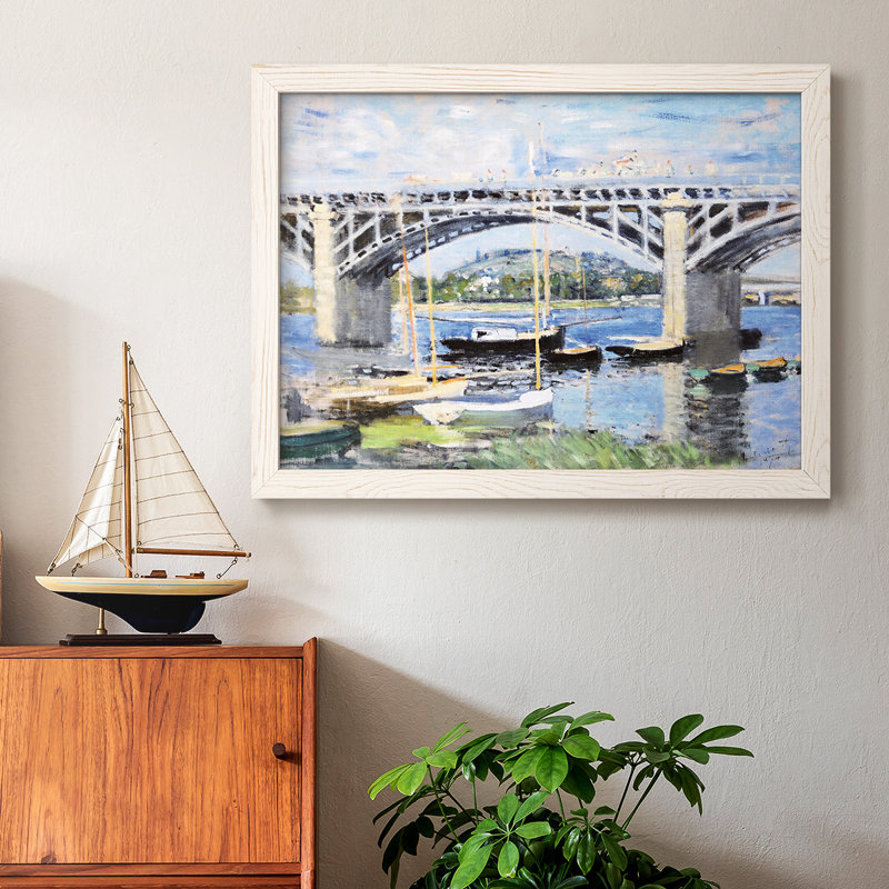 Le pont sur la seine, 1874, peinture sur toile encadrée, Blanc, H 28 po x l 42 po x P 1,5 po