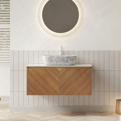 Meuble-lavabo flottant avec lavabo et portes à double fermeture en douceur