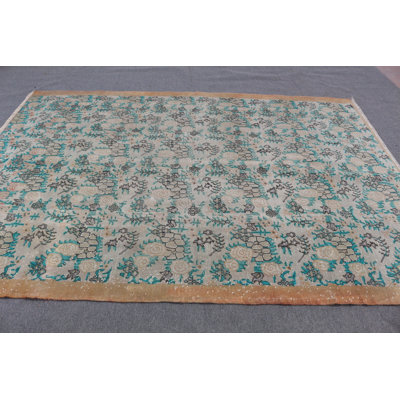 Experience The Allure Of This Large Wool Turkish-Inspired Rug Imbued With A Rich Orange Hue