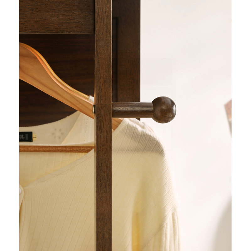 Solid Rubberwood Rotating Full-Length Mirror Cabinet