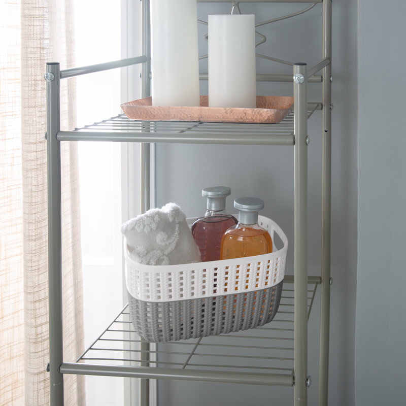 Panier décoratif en plastique, H 4,8 po x l 7 po x p 9,4 po, Gris / blanc, 1