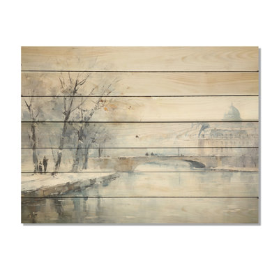 Winter Winter Eiffel Tower City Charm V - City Paris sur impression sur bois