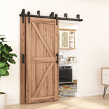 Bypass Sliding Barn Door Hardware Double Track Double Door Kit Black J Style Hanger For Interior & Exterior Use.