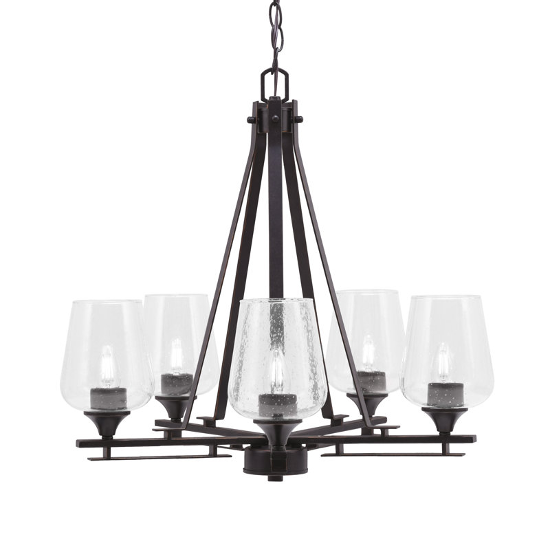 Lustre 5 lumières Uptowne illustré en finition granit foncé avec verre transparent de 5 po