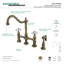 Robinet de cuisine à fixation sur comptoir à deux poignées et 4 trous avec rince-légumes latéral en laiton Kingston Brass Heritage-11272684