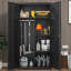 Armoire-penderie en métal avec tringle, tablettes réglables et portes