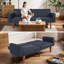 Canapé-lit futon convertible Besharat, canapé-lit en simili-cuir pour le salon-1689789039