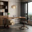Bureau ovale de luxe italien italien, placage en noyer noir, pieds en bronze-530450459