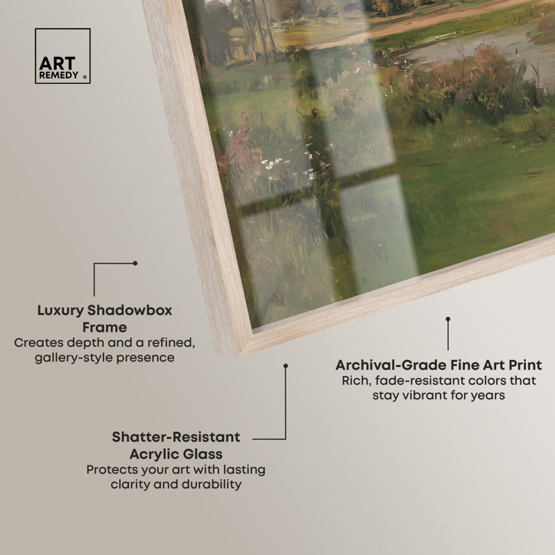 «At Dusk Shadowbox», impression de paysage par Art Remedy, H 46 po x l 31 po, Crème, crème