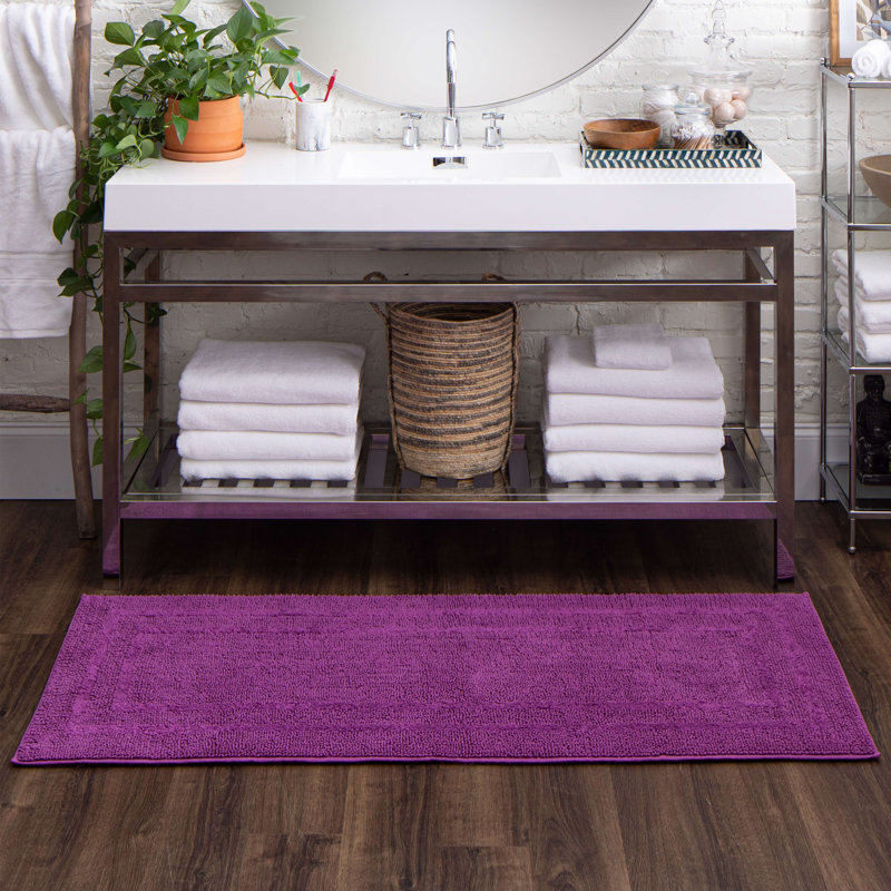 Kail Plush Stain/Fade Resistant Machine Washable Bath Mat, 24" W x 60" L, Fiesta Magenta