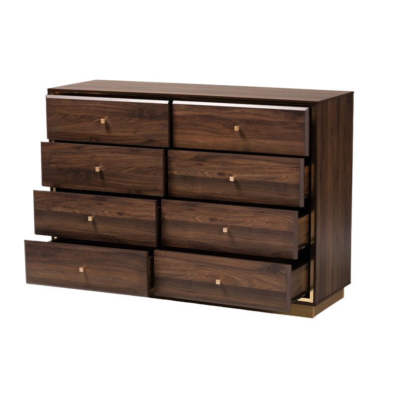 Commode double 8 tiroirs l 47,2 po Creola, Noyer