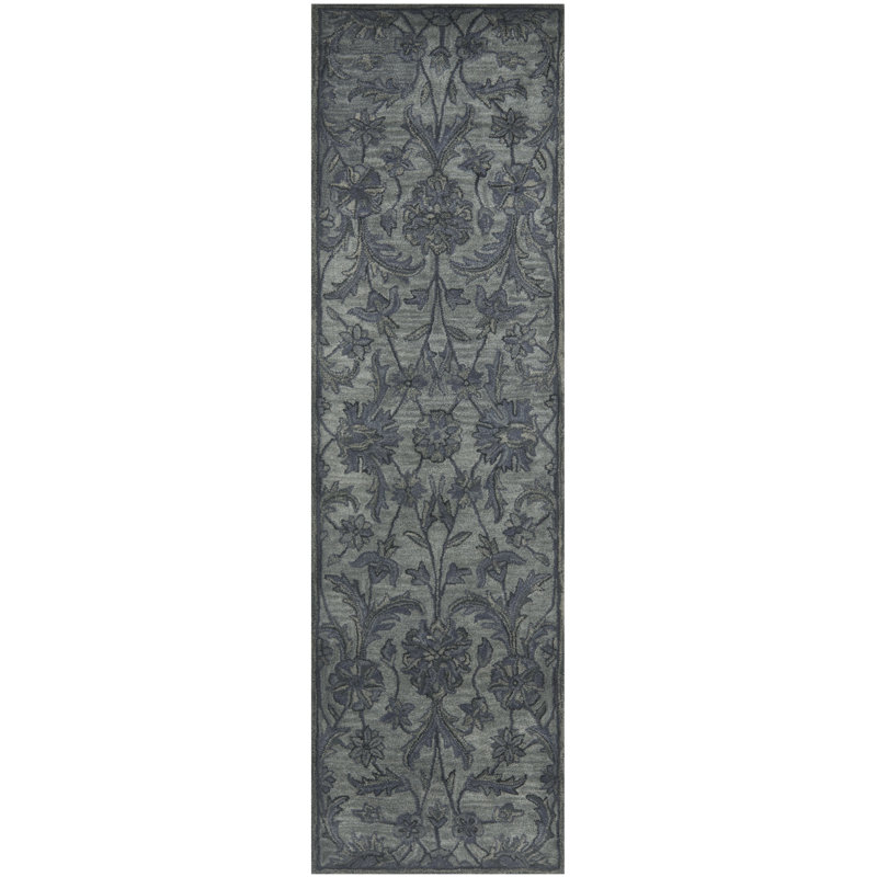 Tapis floral en laine touffeté à la main Dunbar, Tapis de couloir 2 pi 3 po x 8 pi