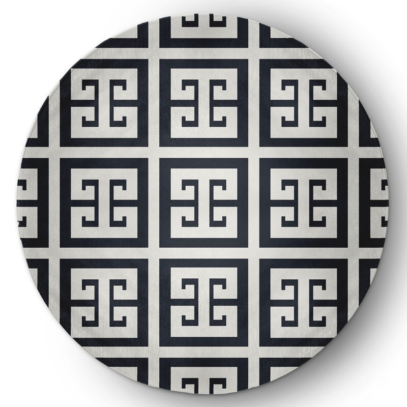 Chenille Geometric Indoor Rug, Round 5'