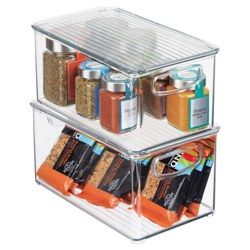 mDesign Plastic Storage Bin Box Container, Lid and Handles, 5.2" H x 6.16" W x 10.67" D, 6