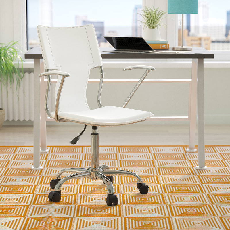 Fauteuil de bureau réglable plaqué en chrome Studio, Blanc