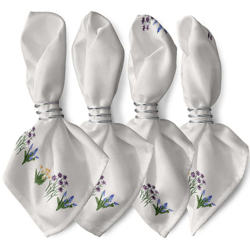 Jayapura Polyester Floral Square Napkin, Light Purple