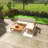 5-Piece Acacia Wood Patio Sectional Sofa Set, Natural Finish With Water-Resistant Cushions, Modular Outdoor Seating Group，Beige-504388518