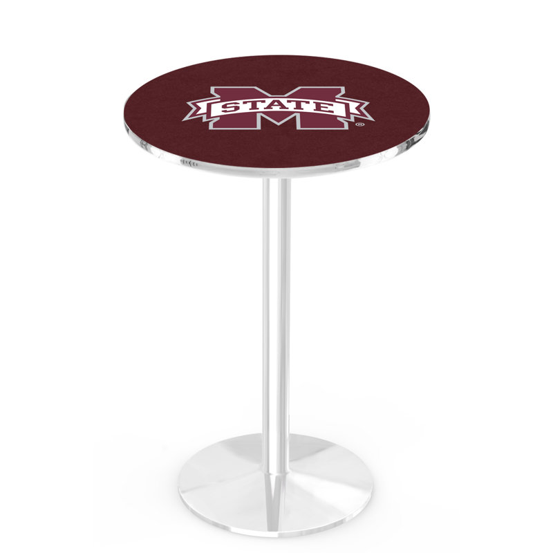 Round Metal Base Dining Table, Chrome, Mississippi State University