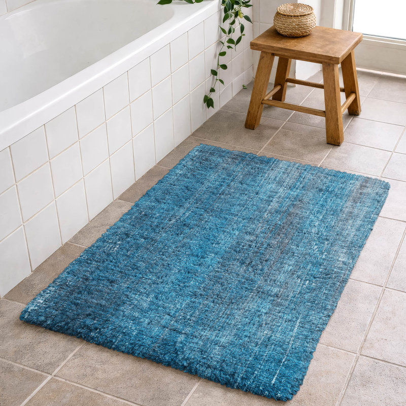 Premium Machine Washable Dream Shag ADS552 Striped Rug, Blue, 2'6" x 3'10"