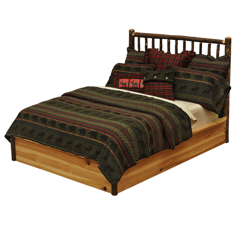 Lit plateforme Fireside Lodge Hickory, Noyer traditionnel, Grand lit