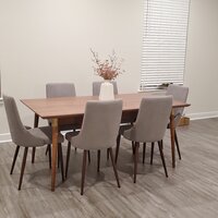 Meridian 69'' Walnut Solid Wood Dining Table Finish: Natural Walnut / Gold Tube