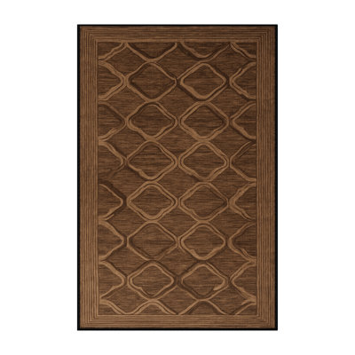 Machine Washable Trellis Brown Area Rug