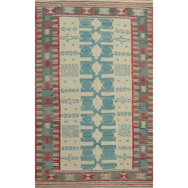 Tapis géométrique tissé à la main Kilim 9 x 12