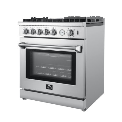 Lazio 30-inch Gas Range Stainless Steel, 5 Burners 70,000 BTU, 4.32 cu.ft. Convection Oven -  Forno, FFSGS6276-30